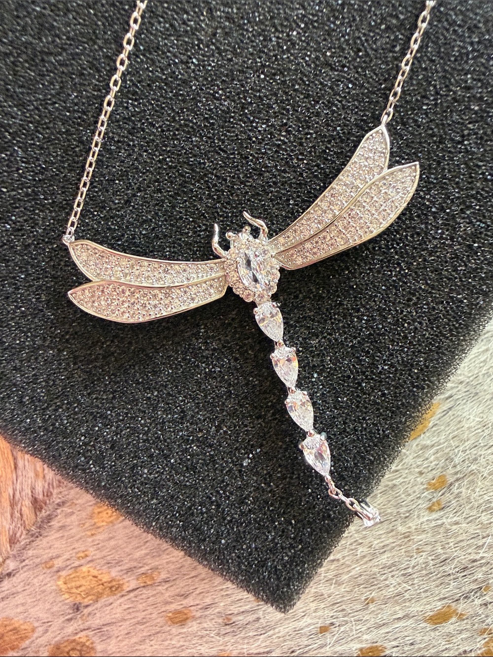 NWT Isabella M. Sterling Silver Dragonfly Pendant Necklace with Clear Crystals - Picture 4 of 5
